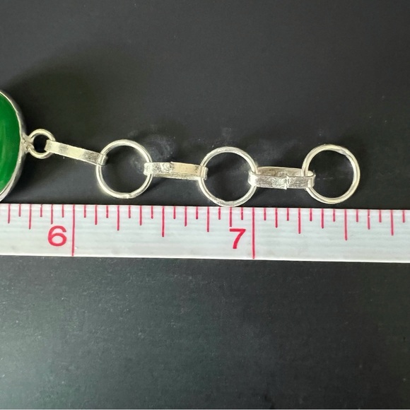 New Green Onyx Stone Silver Overlay Bracelet 6.25 - 7.5 - Picture 3 of 9
